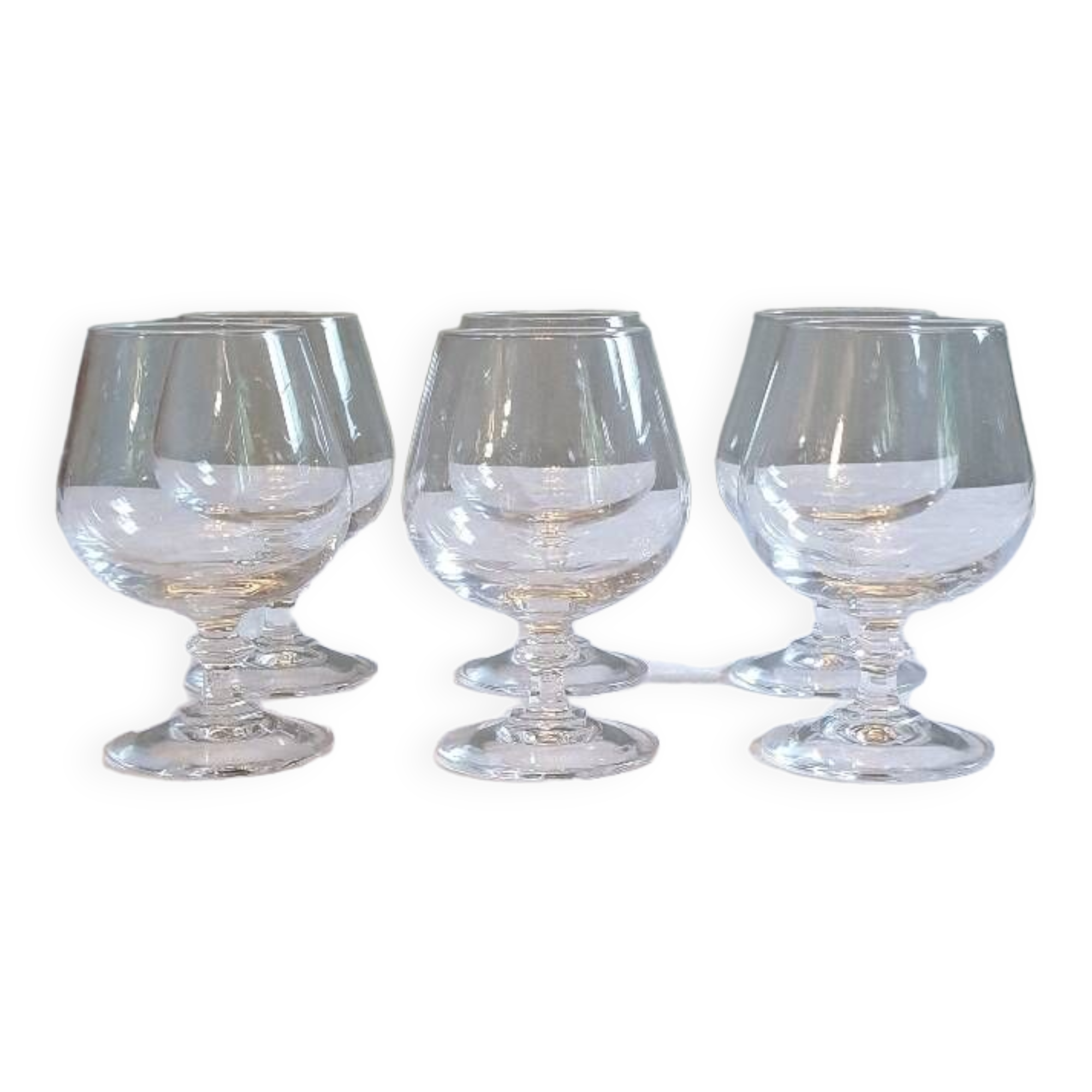 6 crystal cognac glasses