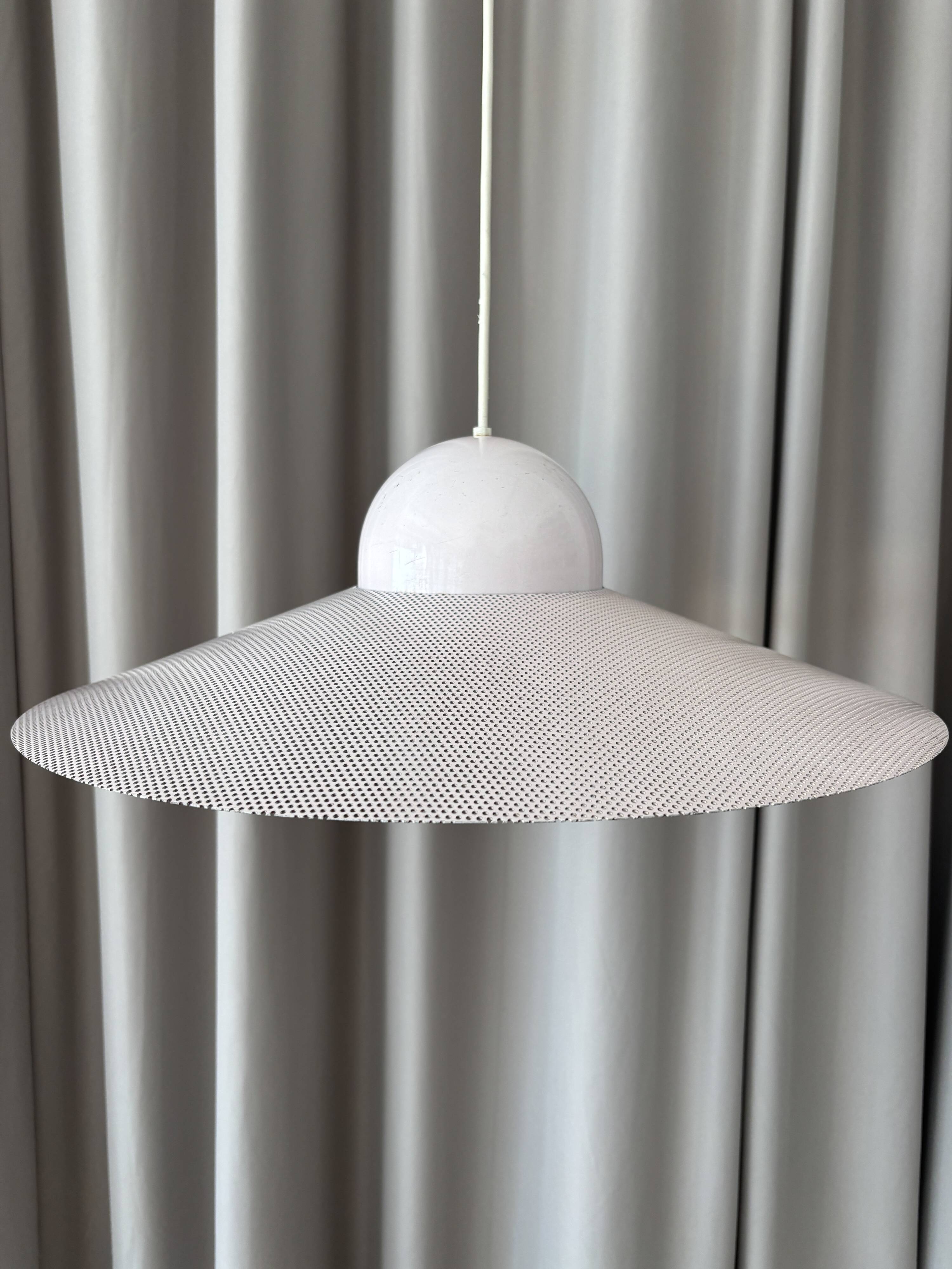 Vintage IKEA LYRIK Pendant Lamp | Soft Pink Perforated Metal | 1984 Scandin