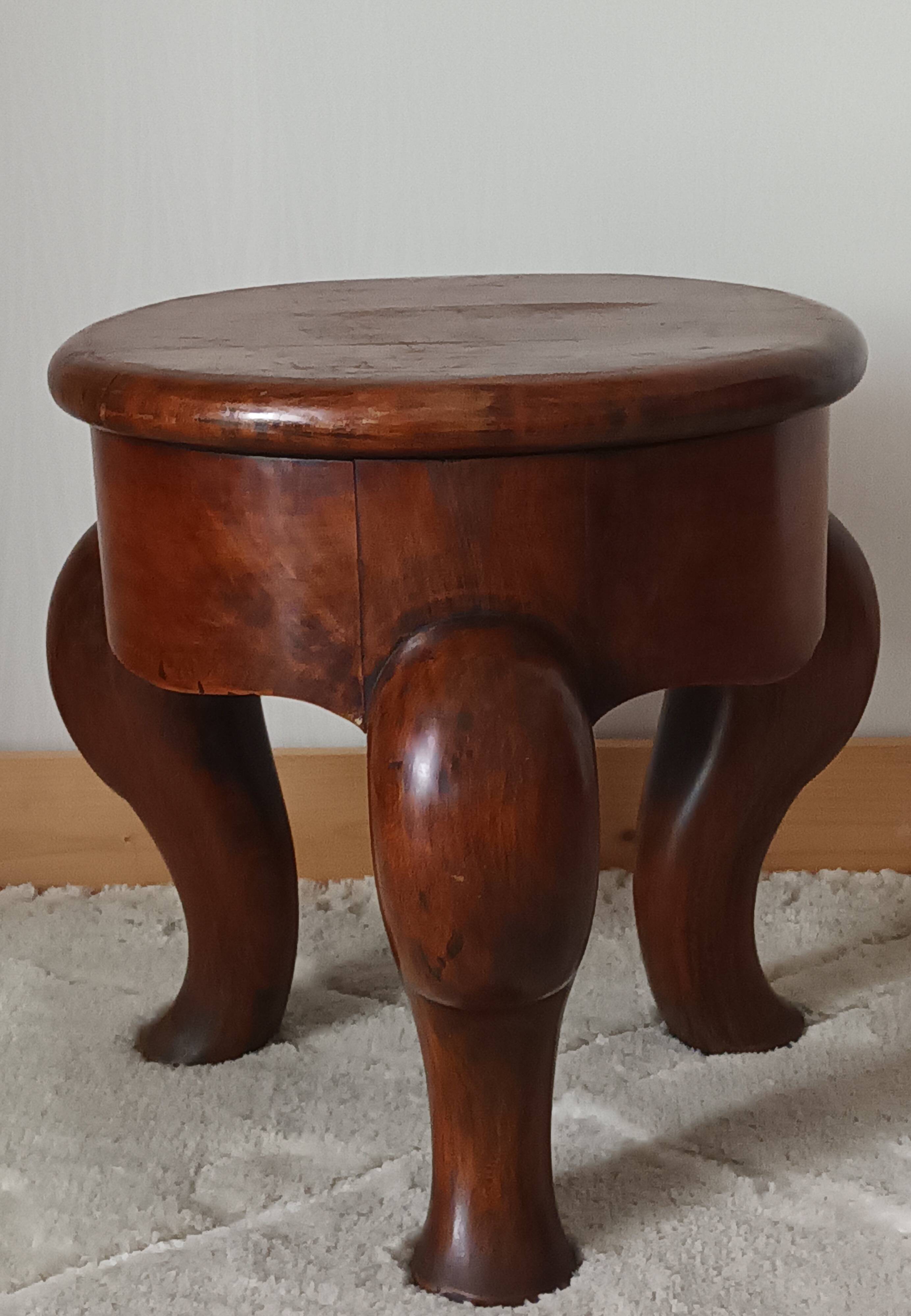 20th-century walnut tripod stool