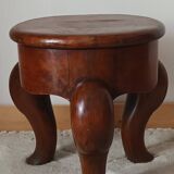 20th-century walnut tripod stool