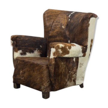 Fauteuil art déco en peau de vache