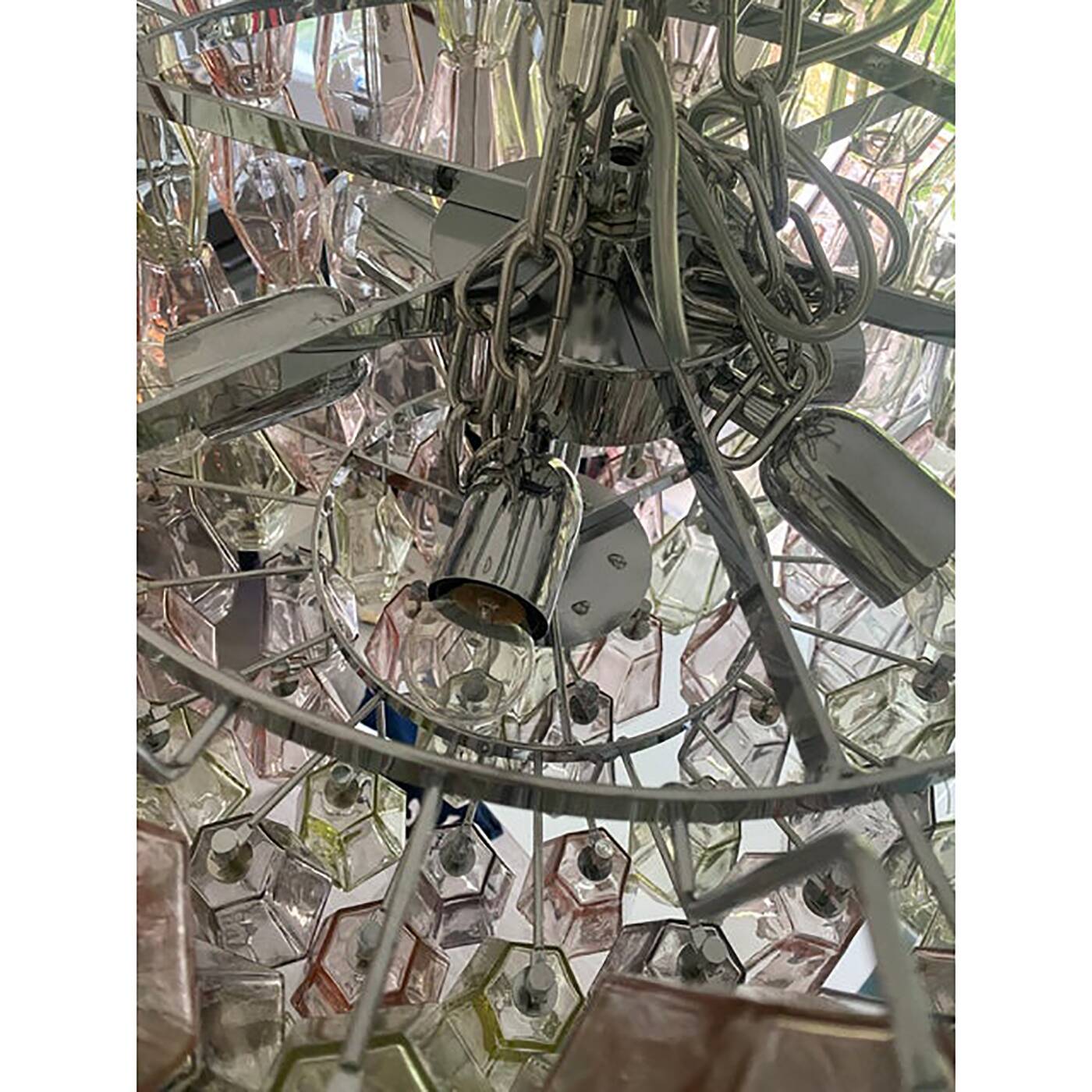 Contemporary “Poliedri” Murano Glass Chandelier