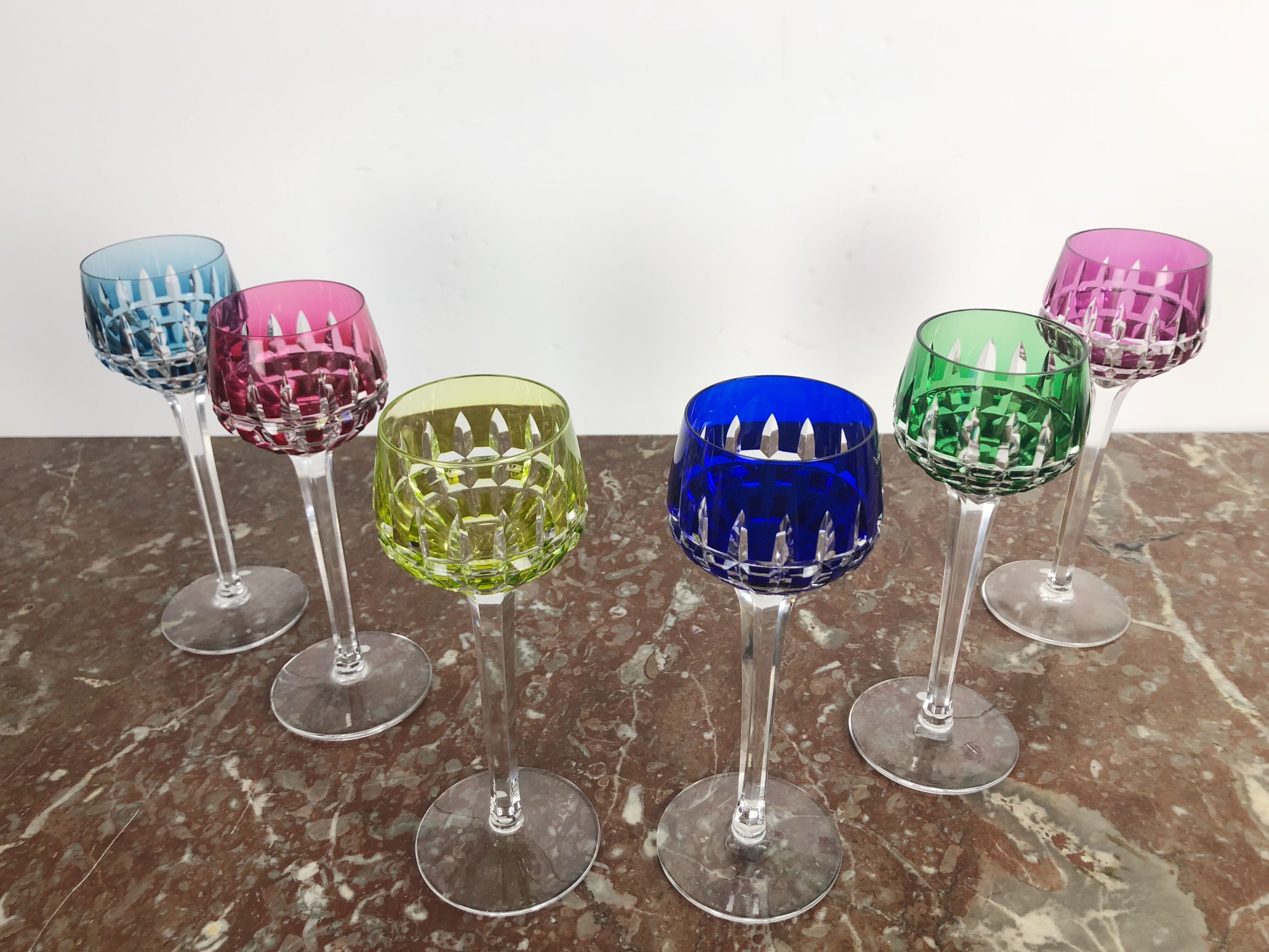 Set of 6 Rhone wine glasses in crystal in Saint Louis