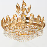 Brass and crystal chandelier by Palwa, 1960