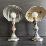 Pair of Art Deco ELAU mushroom lamps with adjustable nickel-plated metal.
