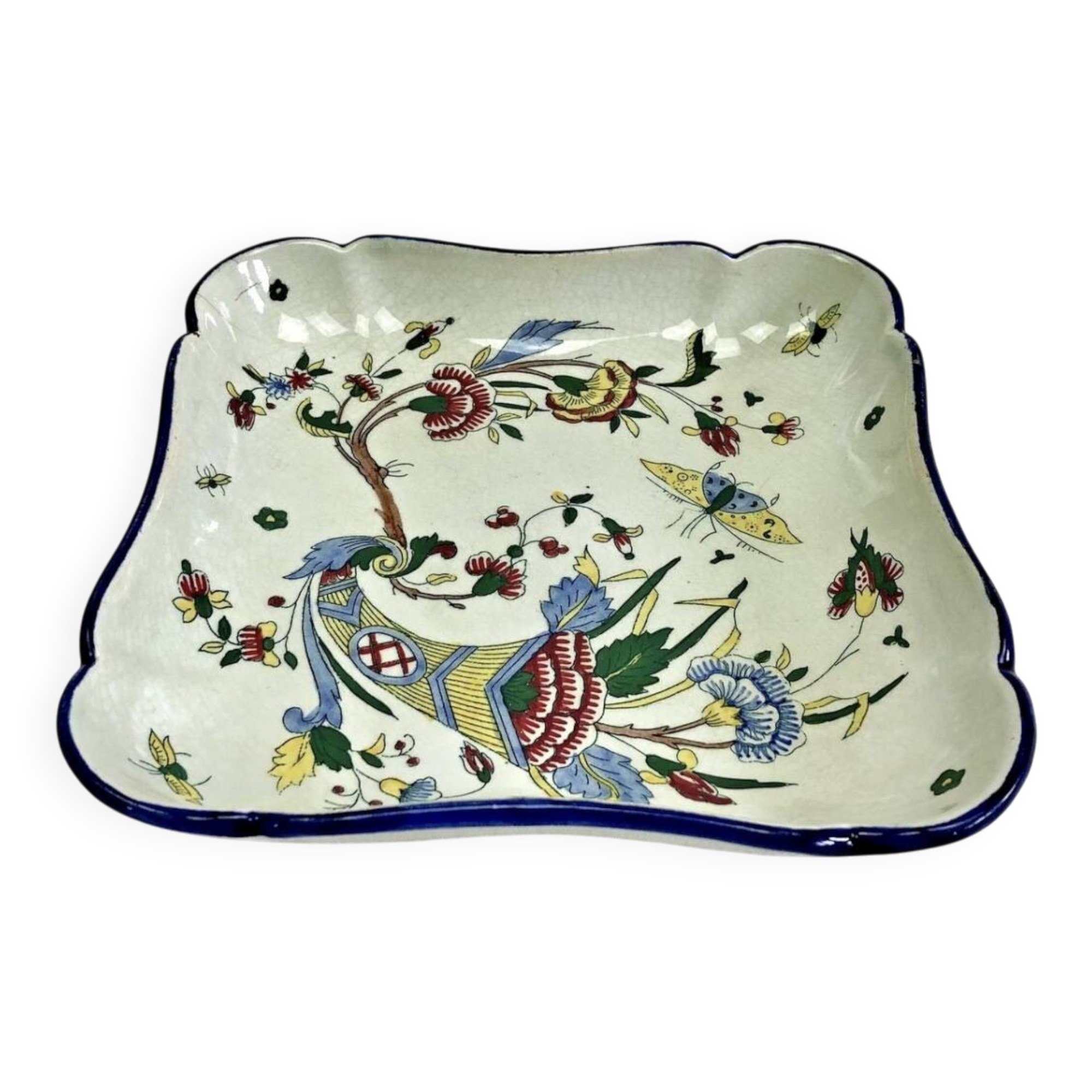 Antique hollow dish Gien cornucopia 1875/1935