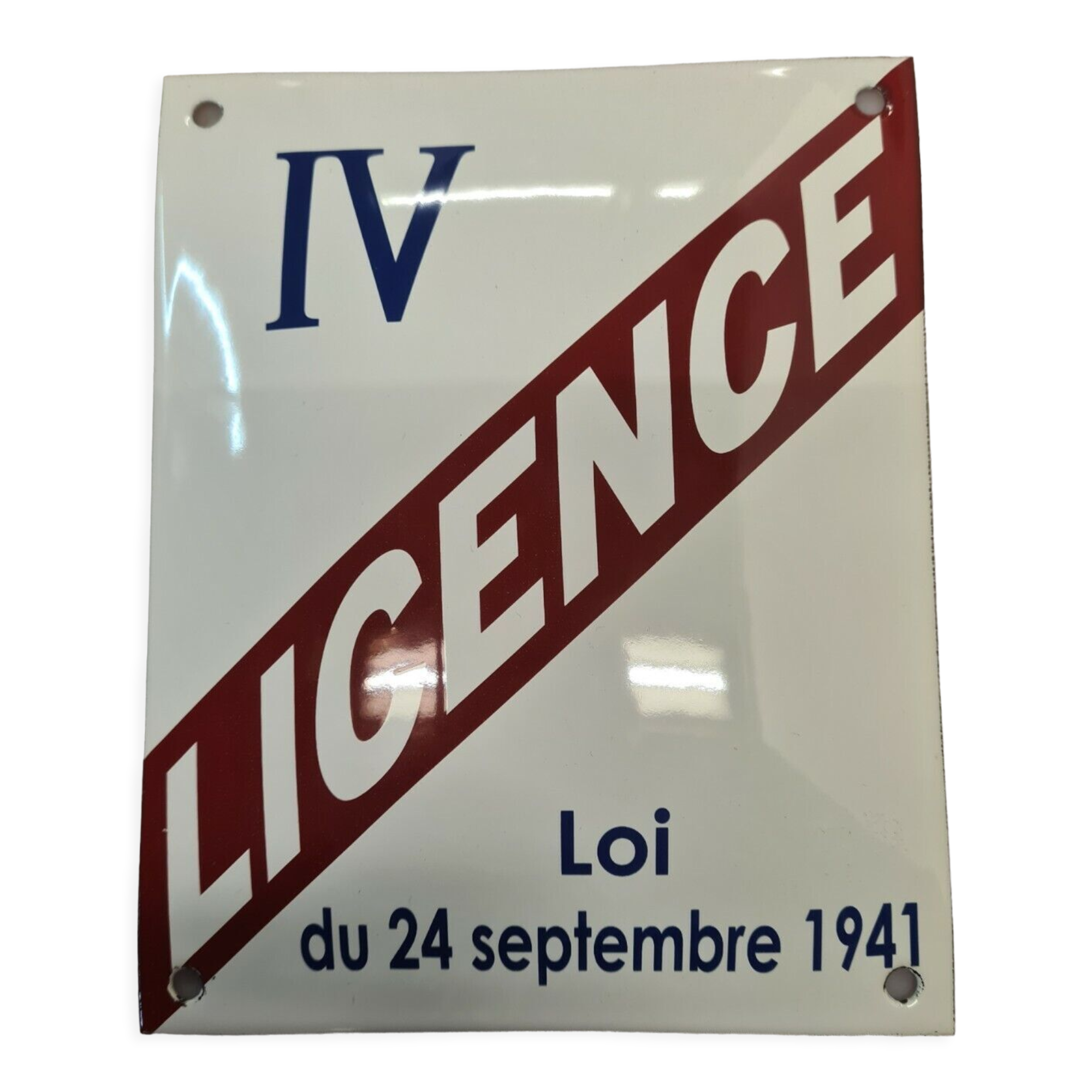 Enamelled plate LICENCE IV