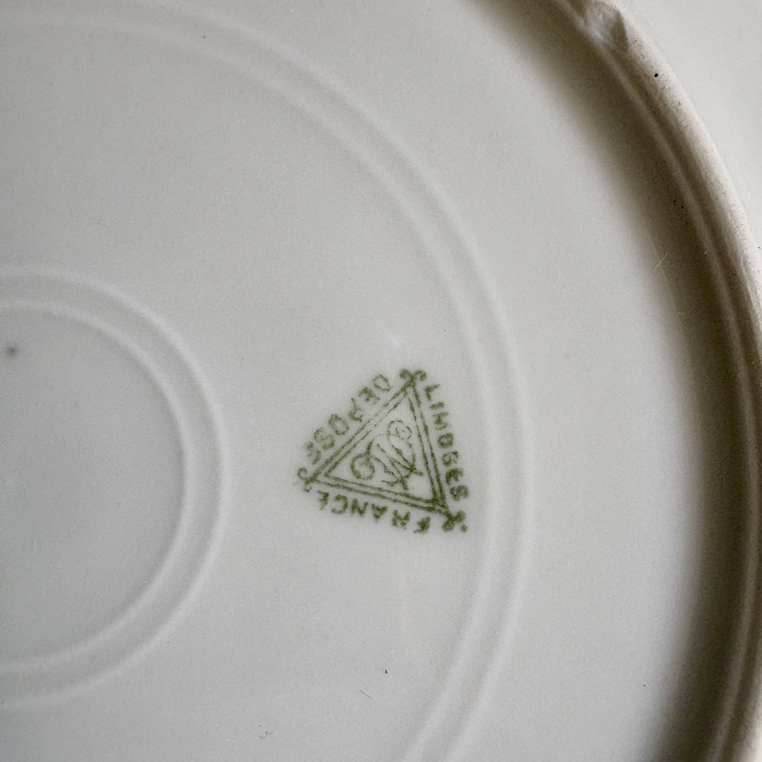 Set of 6 vintage dessert plates in Limoges porcelain.
