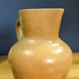 Jug and 5 cups in orange stoneware, very good condition, signed and numbered
