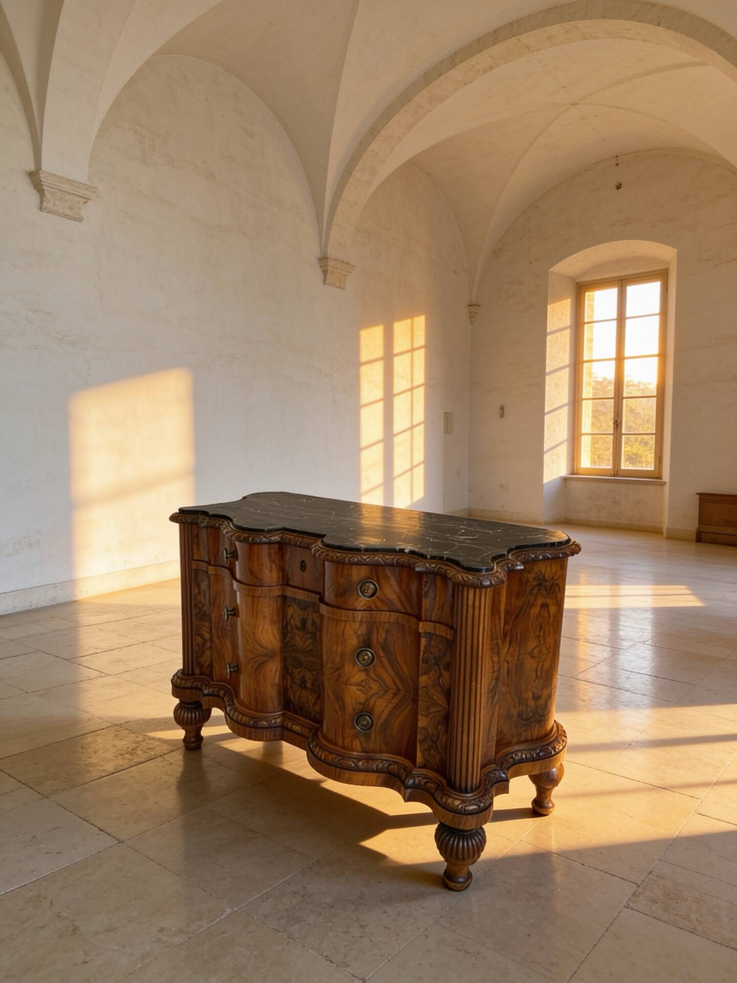 antique walnut serpentine commode