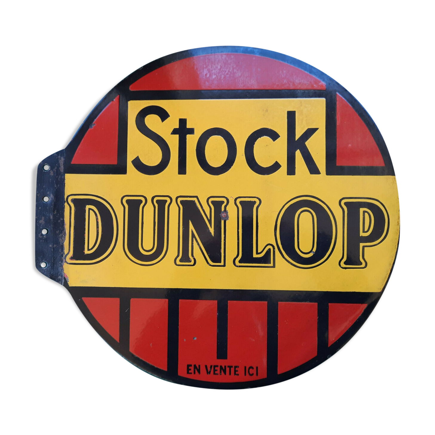 Old enamelled plate "Stock Dunlop" 50cm 1950