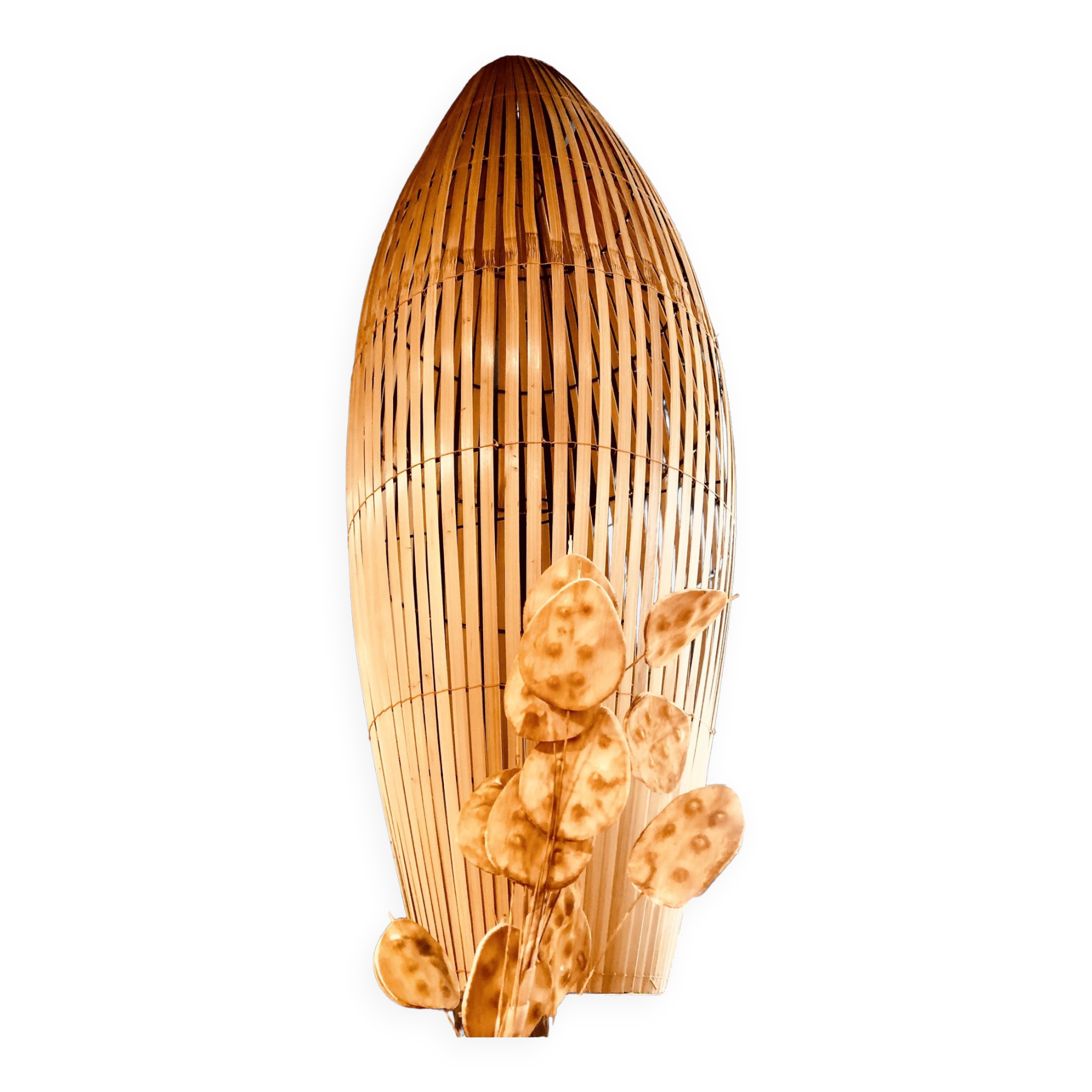 High lamp in bamboo strips