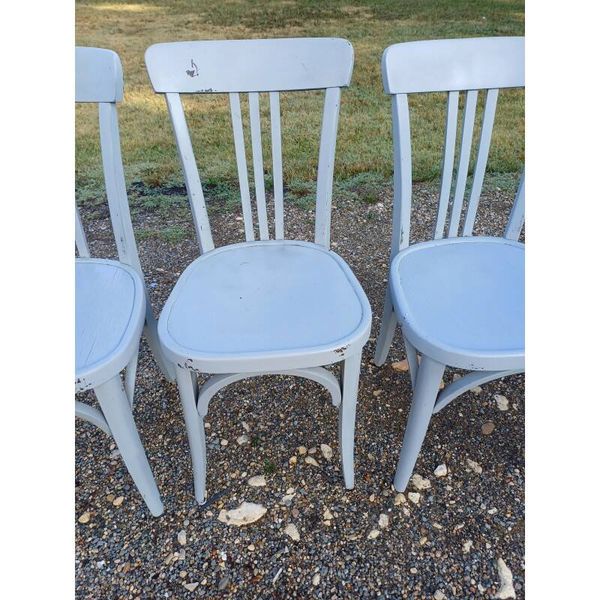 6 chaises bistrot Baumann bois cérusé vieux gris