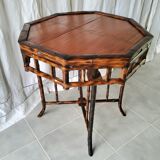 Wicker and bamboo coffee table
