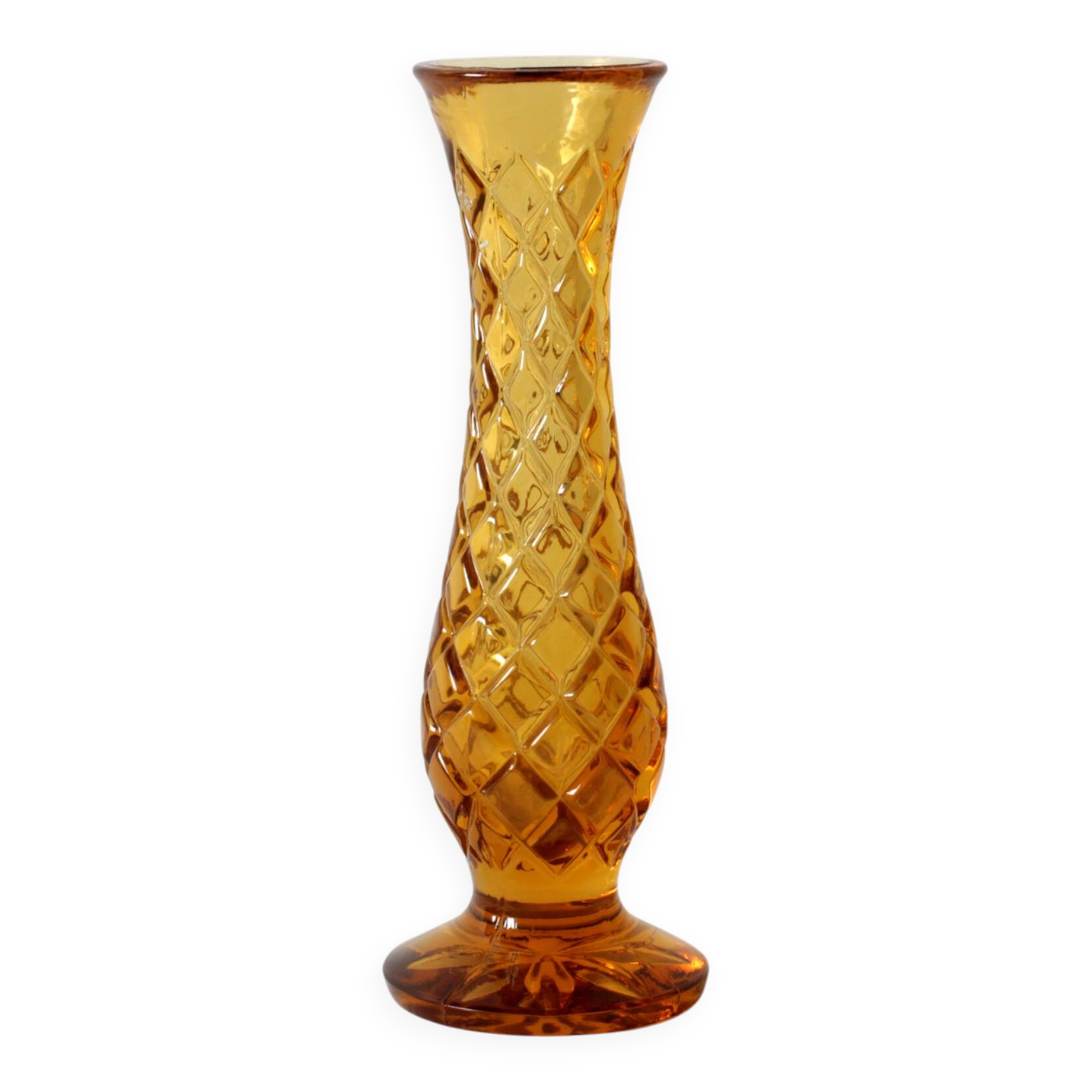 Small Vintage Amber Glass Vase / Mid-century Stylish Vase / Czechoslovakia