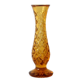 Small Vintage Amber Glass Vase / Mid-century Stylish Vase / Czechoslovakia