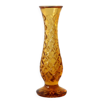 Small Vintage Amber Glass Vase / Mid-century Stylish Vase / Czechoslovakia
