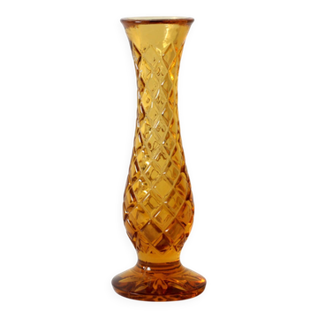 Petit vase en verre ambre vintage / Vase au style mid-century / Tchécoslovaquie