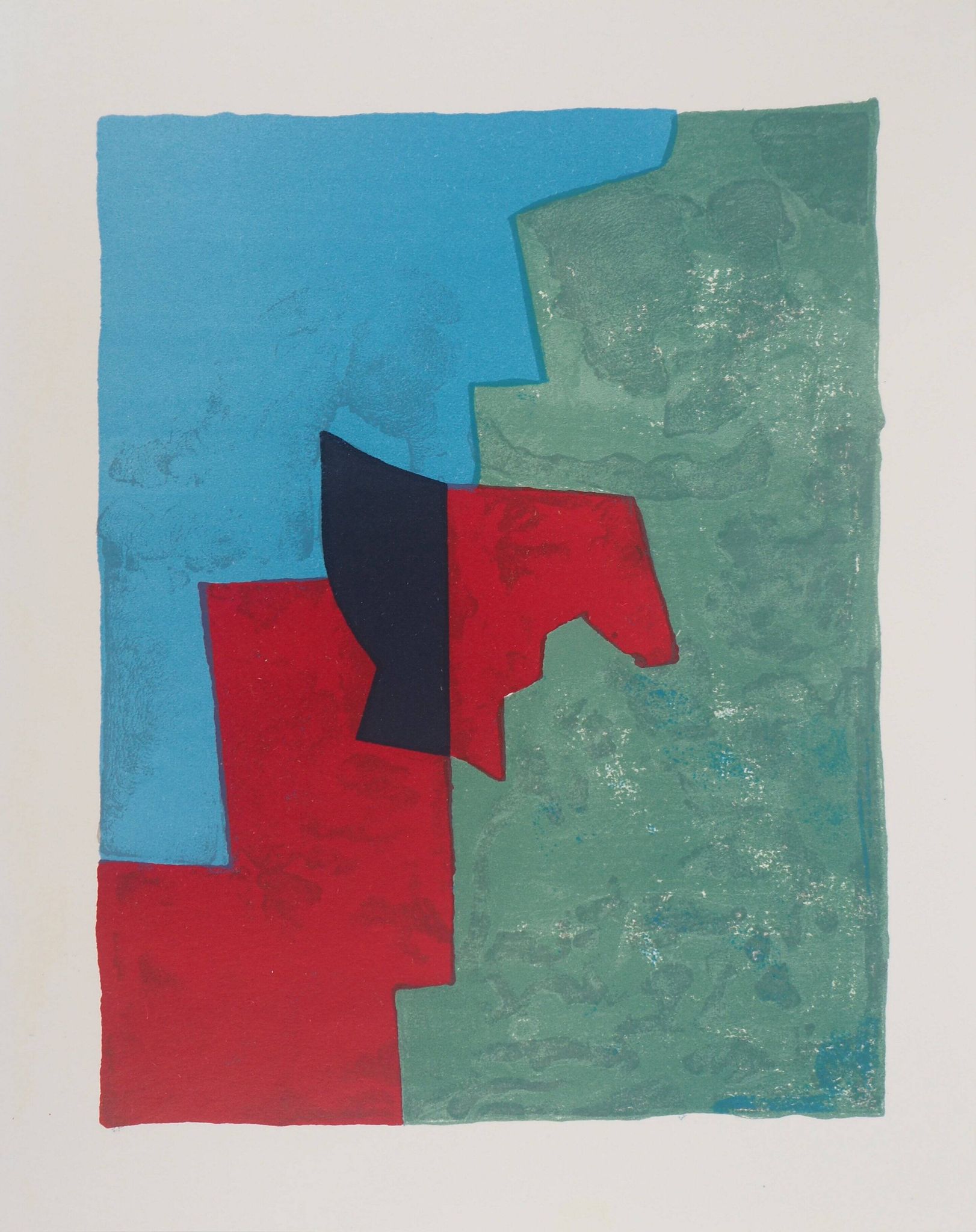 Serge Poliakoff: Red, green and blue composition, original lithograph