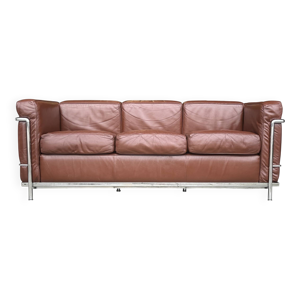 Canapé 3 places en cuir LC2 de Le Corbusier Cassina des années 1970.