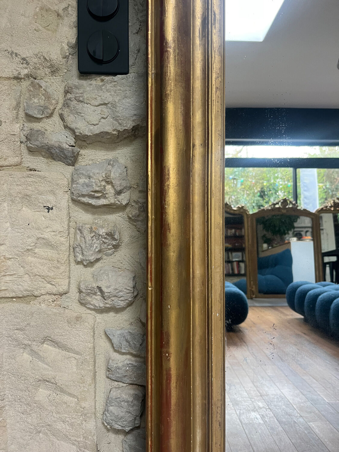 Antique Louis-Philippe mirror 200/150cm gold leaf and mercury glass