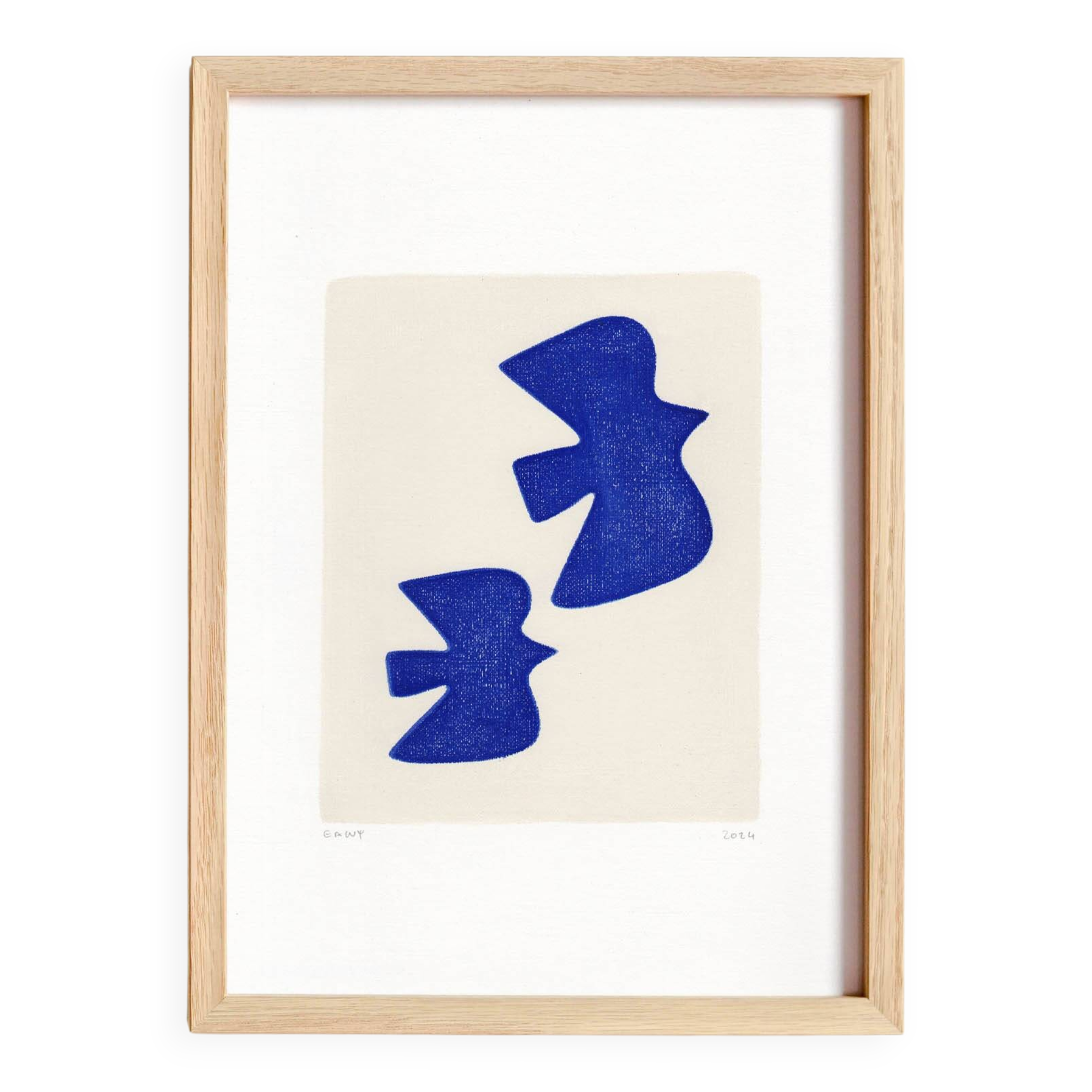 Painting "birds" after Matisse in majorelle blue.