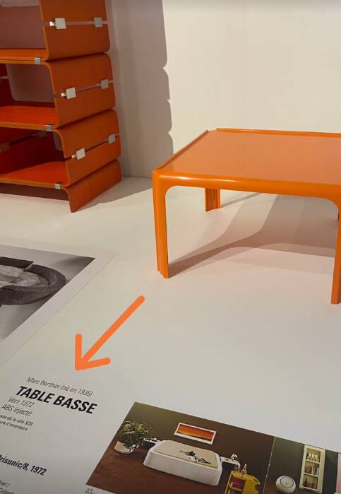 Table basse orange prisunic par marc berthier 1972