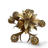 1960s Hollywood Style Gold Metal Chandelier, Fleuri