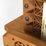 Mail holder, handmade documents carved wood old