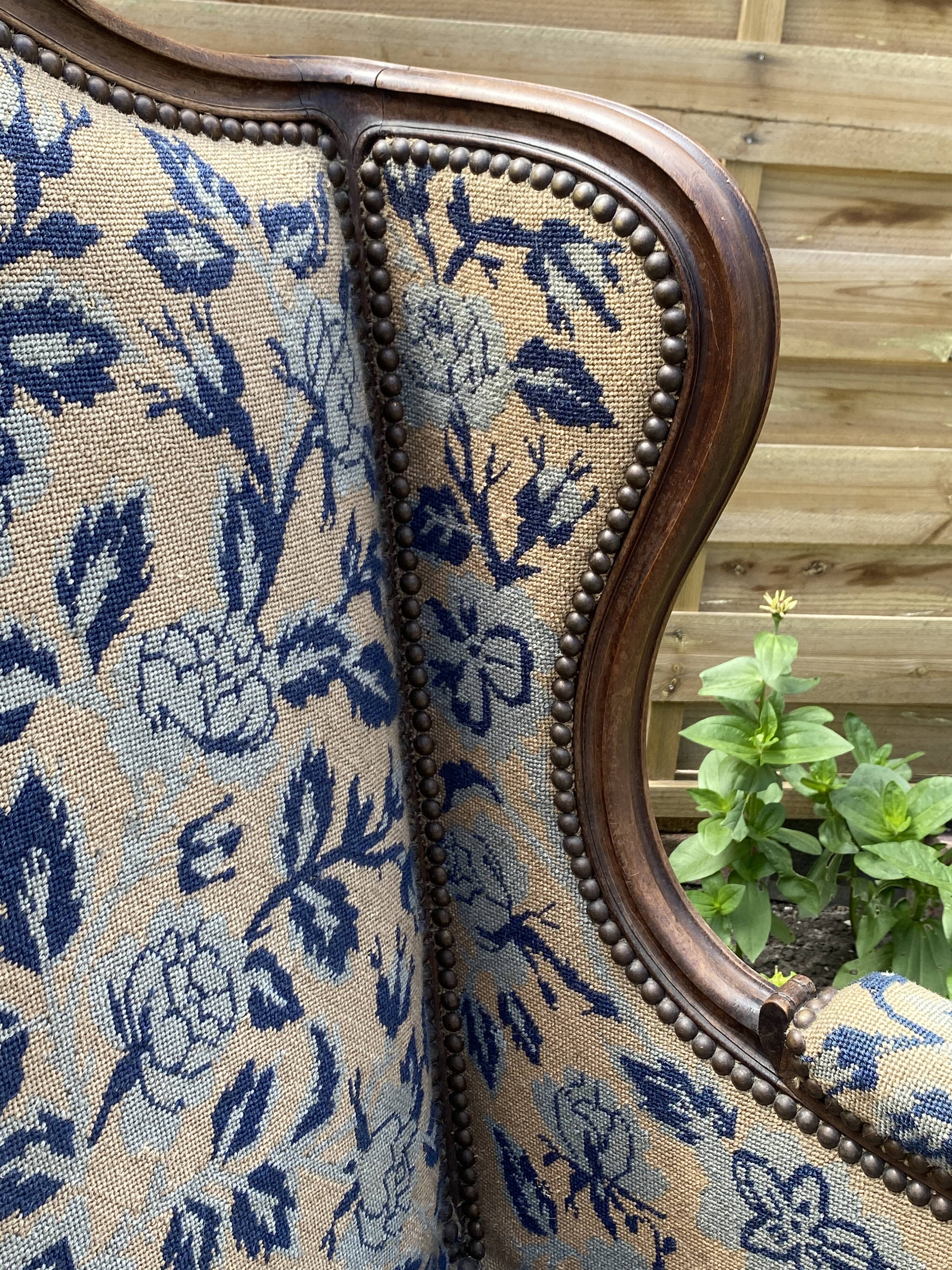 Louis XV style wingback armchair