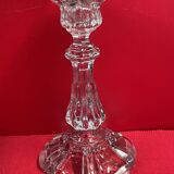 Set of 3 different candle holders, molded glass, very trendy 20 to 22 cm