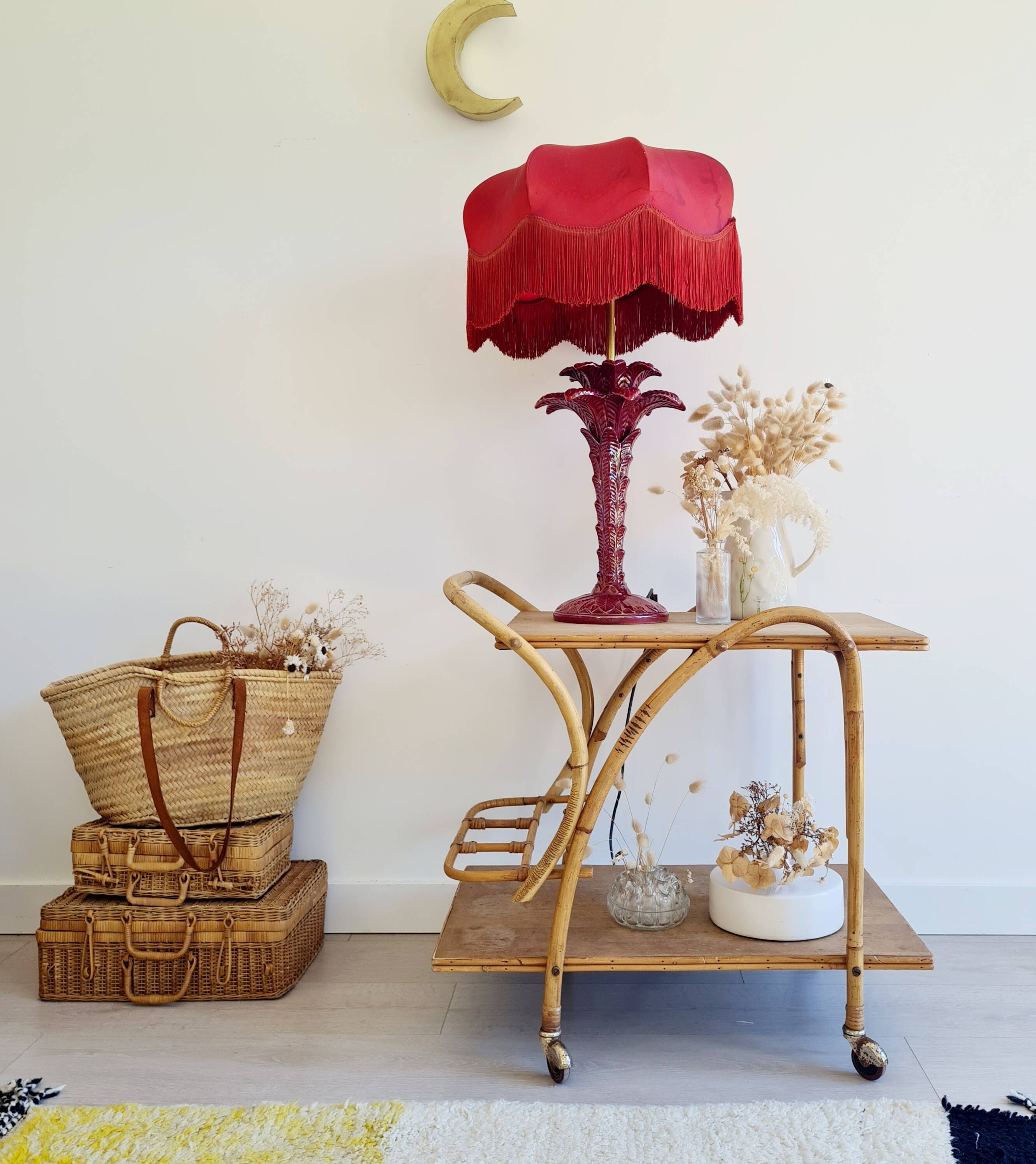 Antique red palm tree lamp, Italian design, 70s