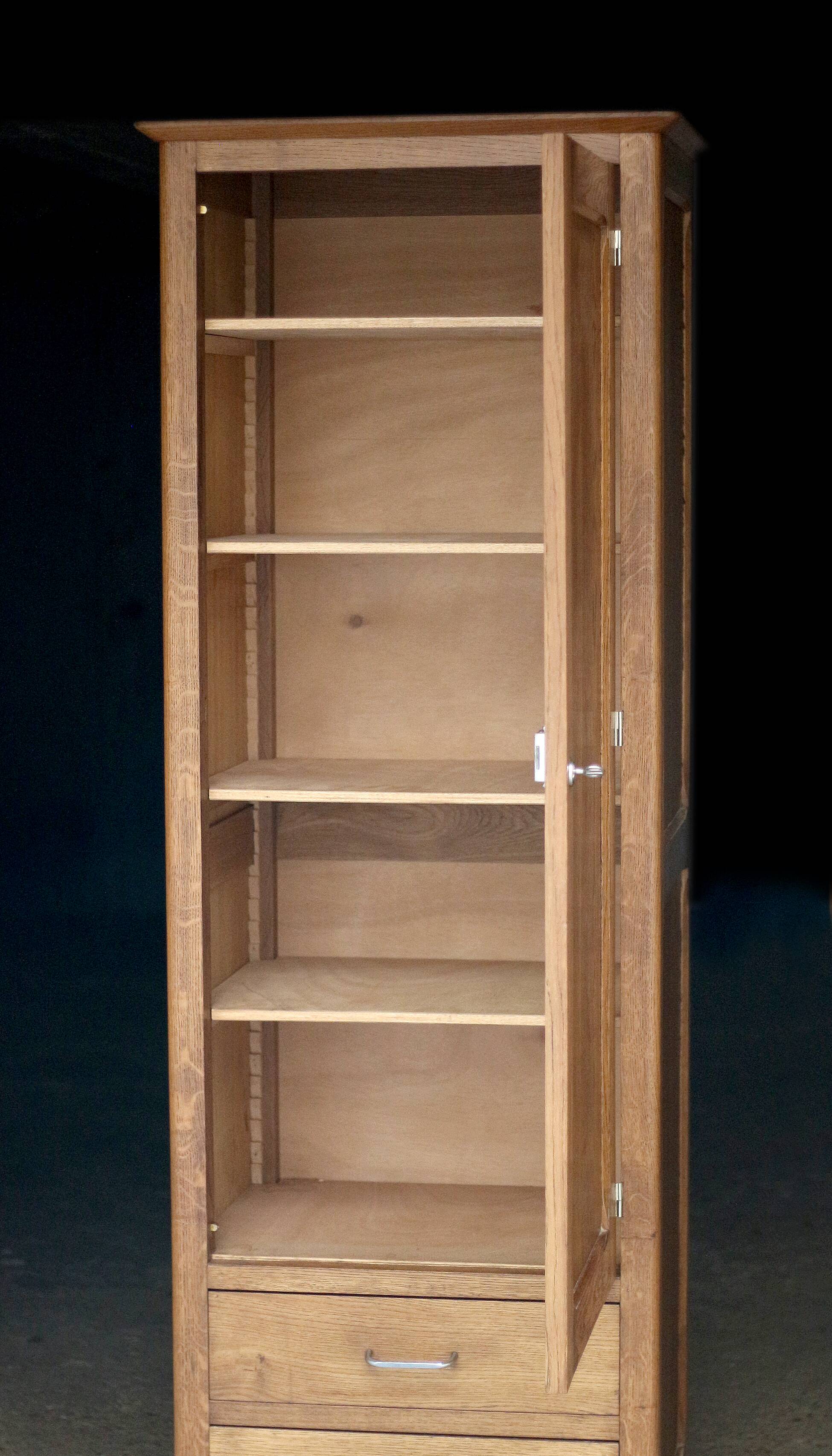 Rare: Parisian wardrobe, oak bonnetière from the 1950s