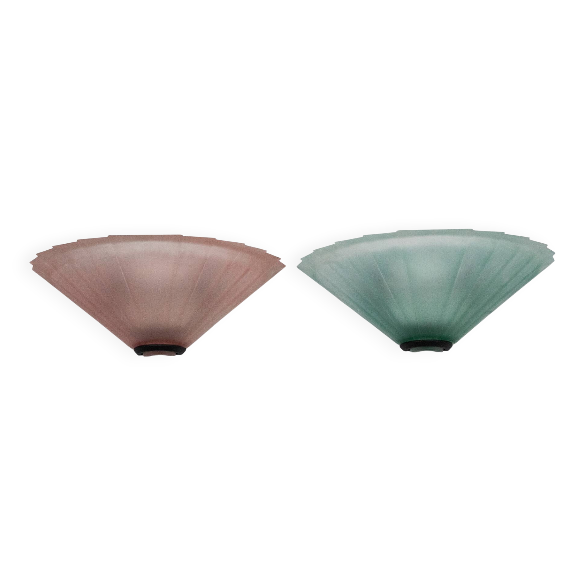Pair of De Majo sconces in thick pink and green murano glass. Italy 1980s