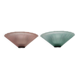 Pair of De Majo sconces in thick pink and green murano glass. Italy 1980s