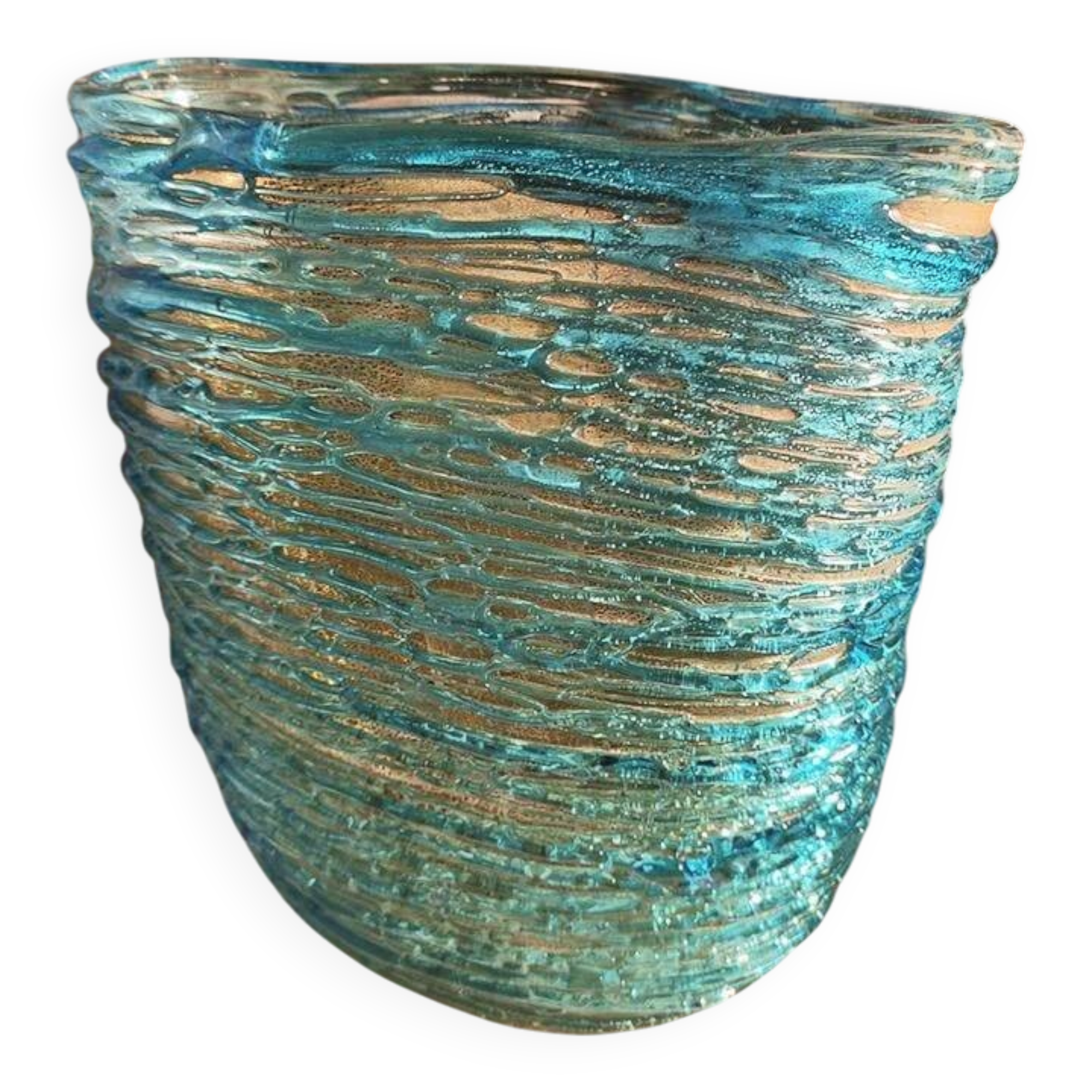 Mid-century stunning vase in hand-worked Murano glass by Sergio Costantini with the rare original certificate. Made in Murano, Italy.