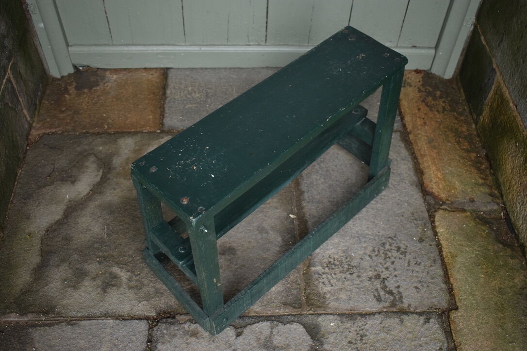 Vintage green old workshop bench