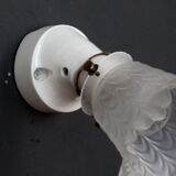 Paire d'appliques murales en porcelaine ancienne, tulipe verre vintage