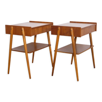 Pair of Scandinavian teak bedside tables by Carlstrom 1960