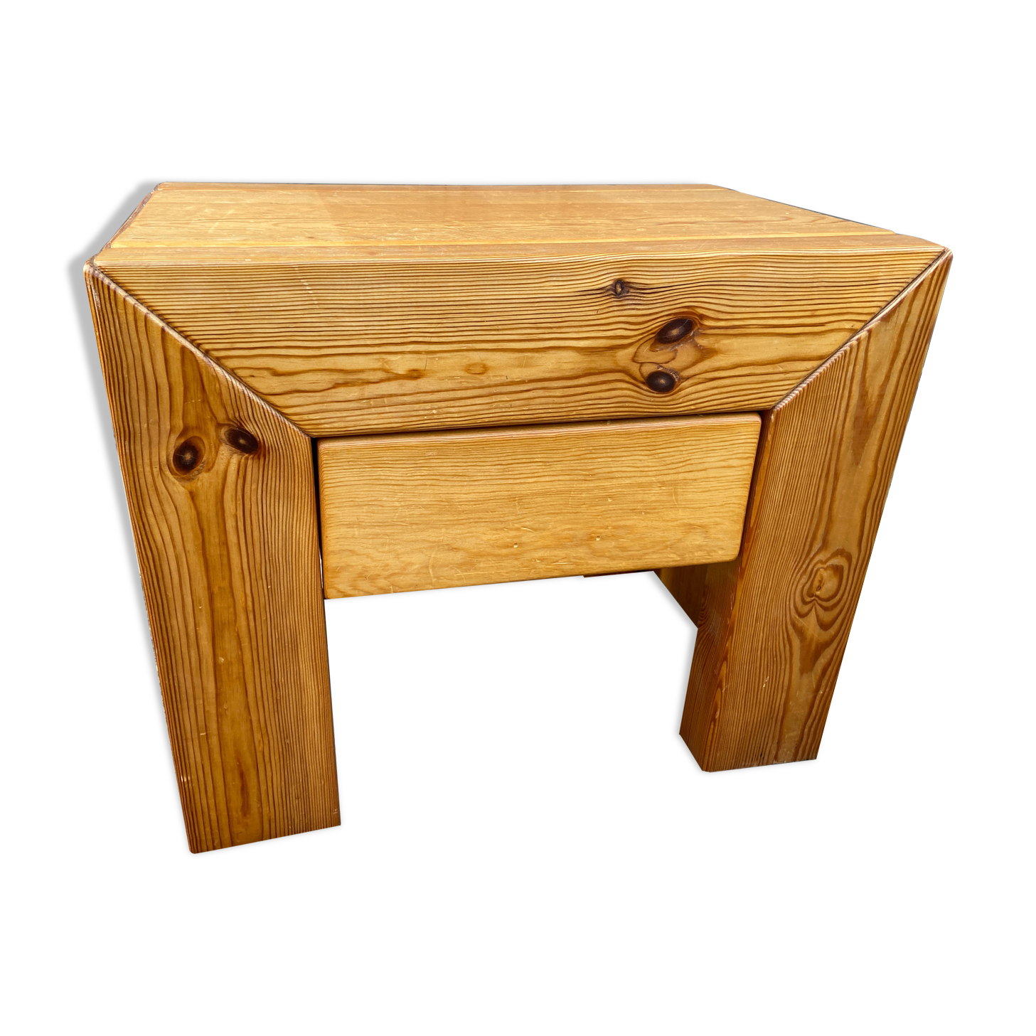 Scandinavian bedside Wood pine fir vintage design 1970/1980
