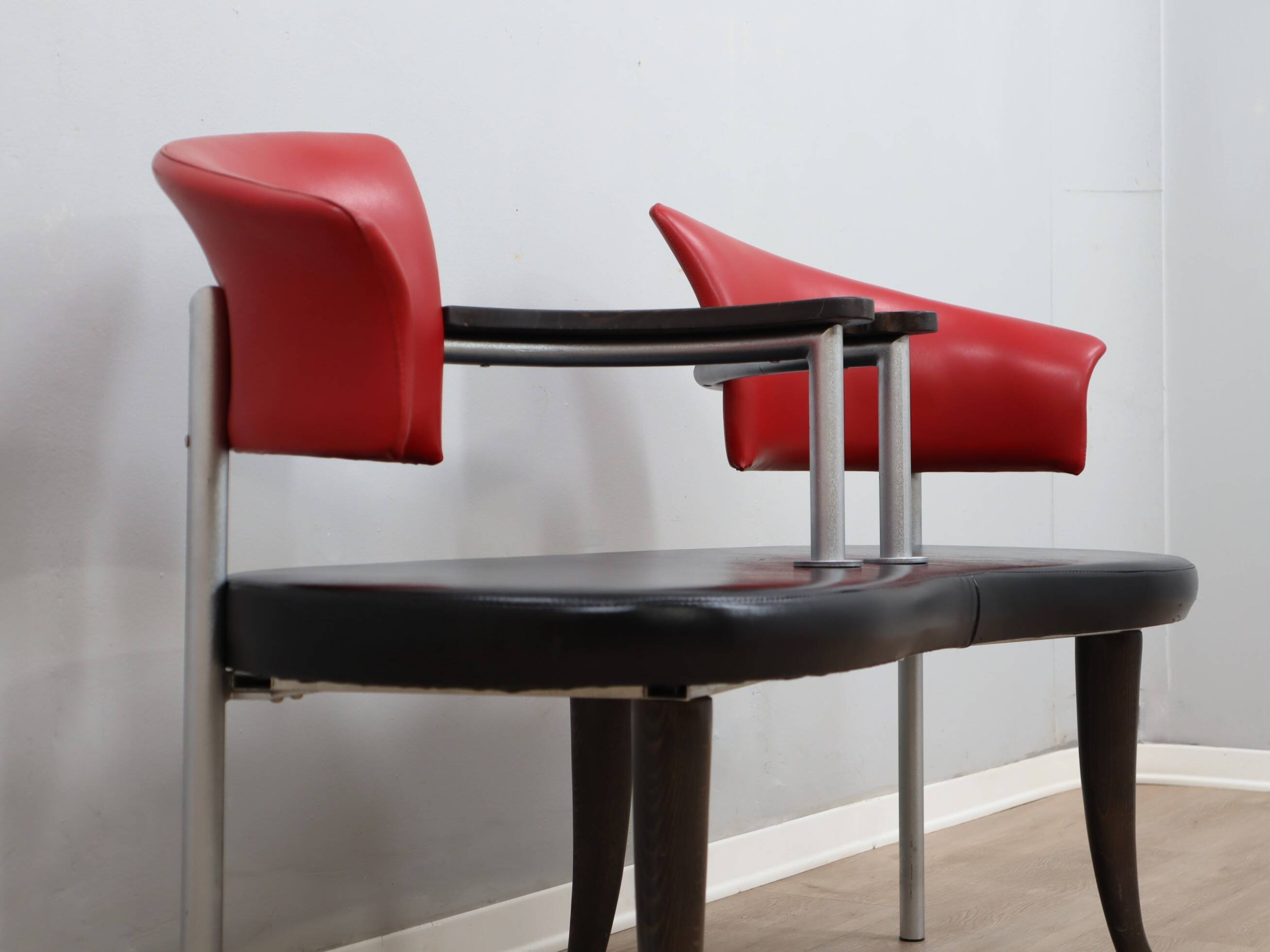 1990s Italian black and red post modern design bench
