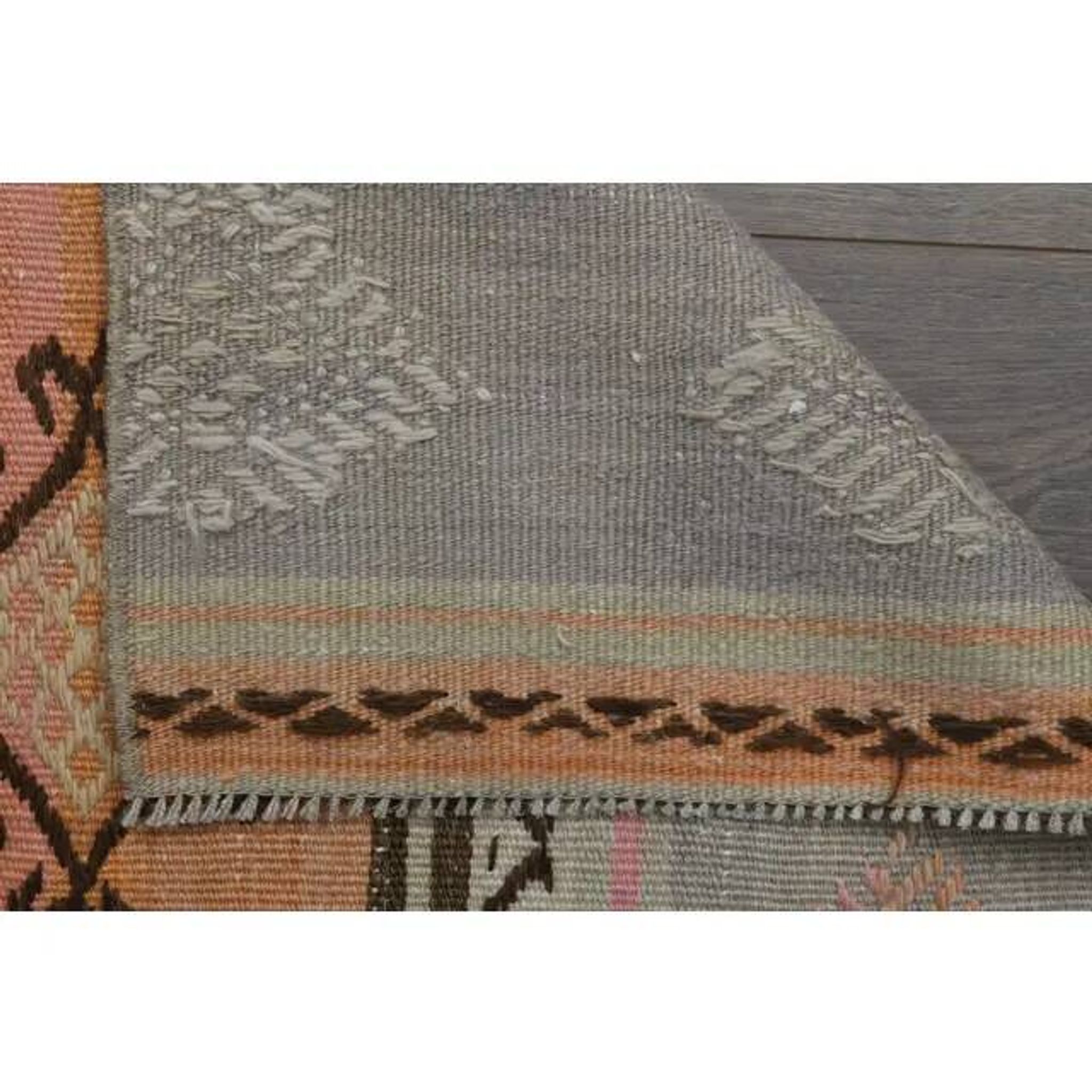 70's Vintage Oushak Handmade Wool Orange Kilim Runner Rug 116x283