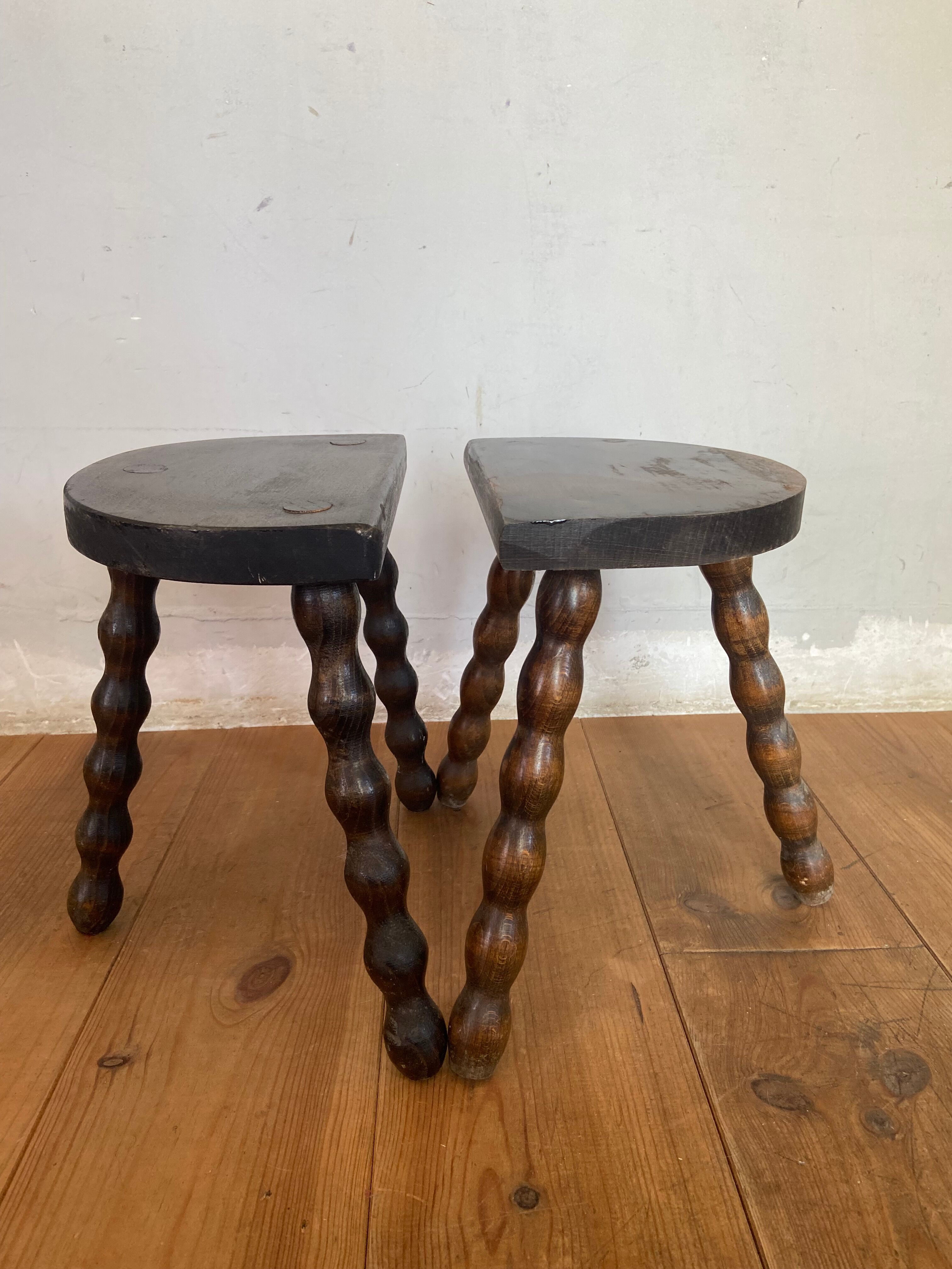 Pair of old low slag stools