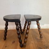 Paire tabourets de laitiers bas ancien