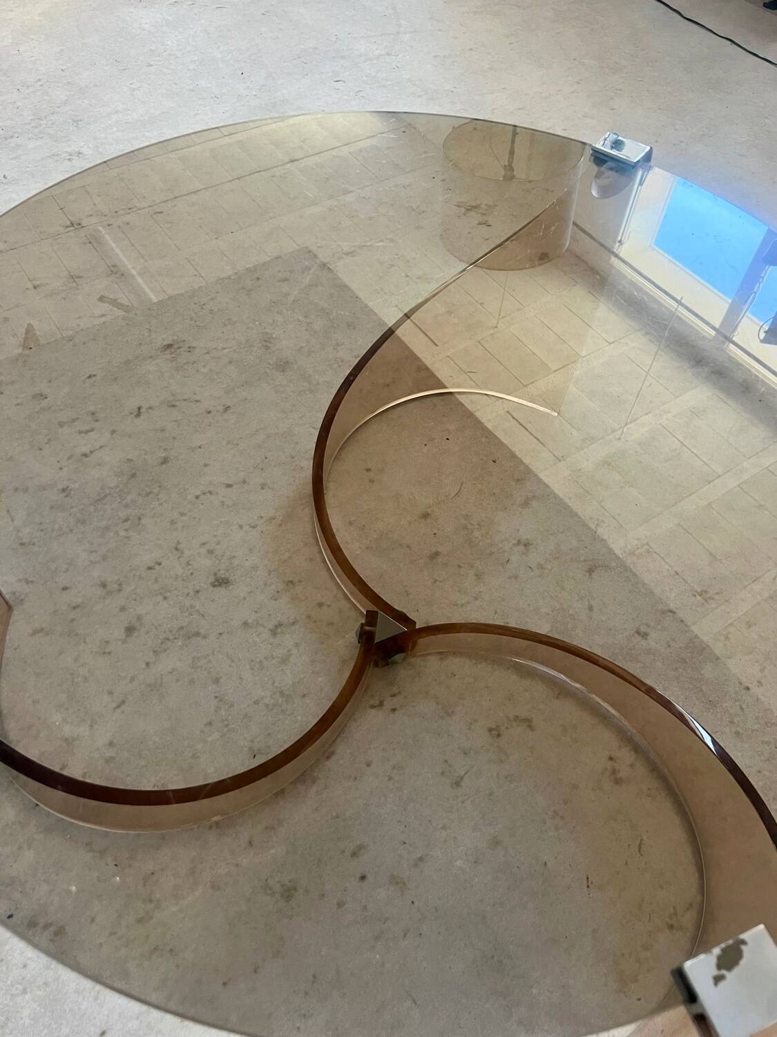 Old plexiglass and smoked glass coffee table design Space age 60s/70s vintage