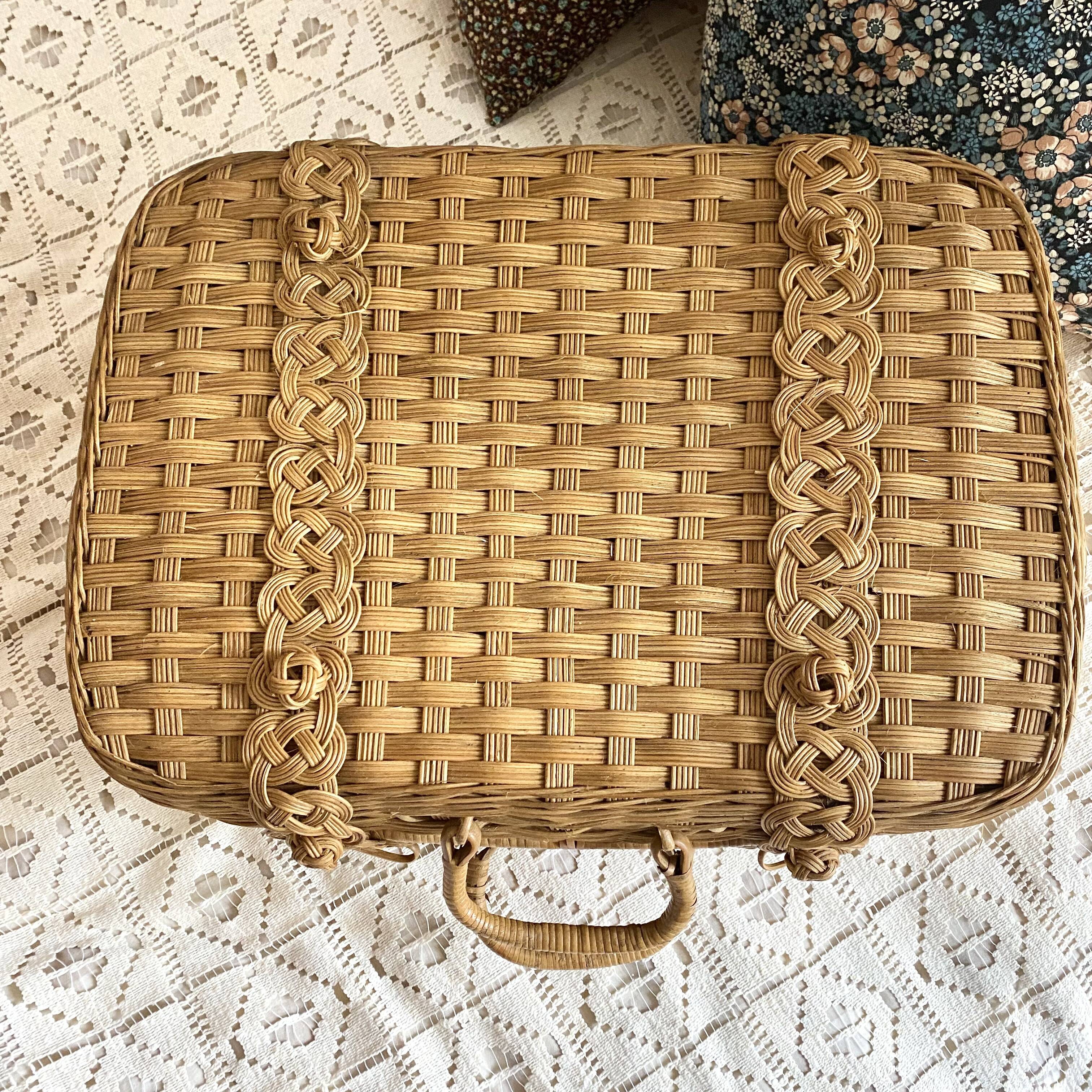 Vintage rattan suitcase