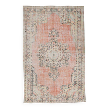 Vintage Salmon & Beige Classic Turkish Rug, 185x291Cm