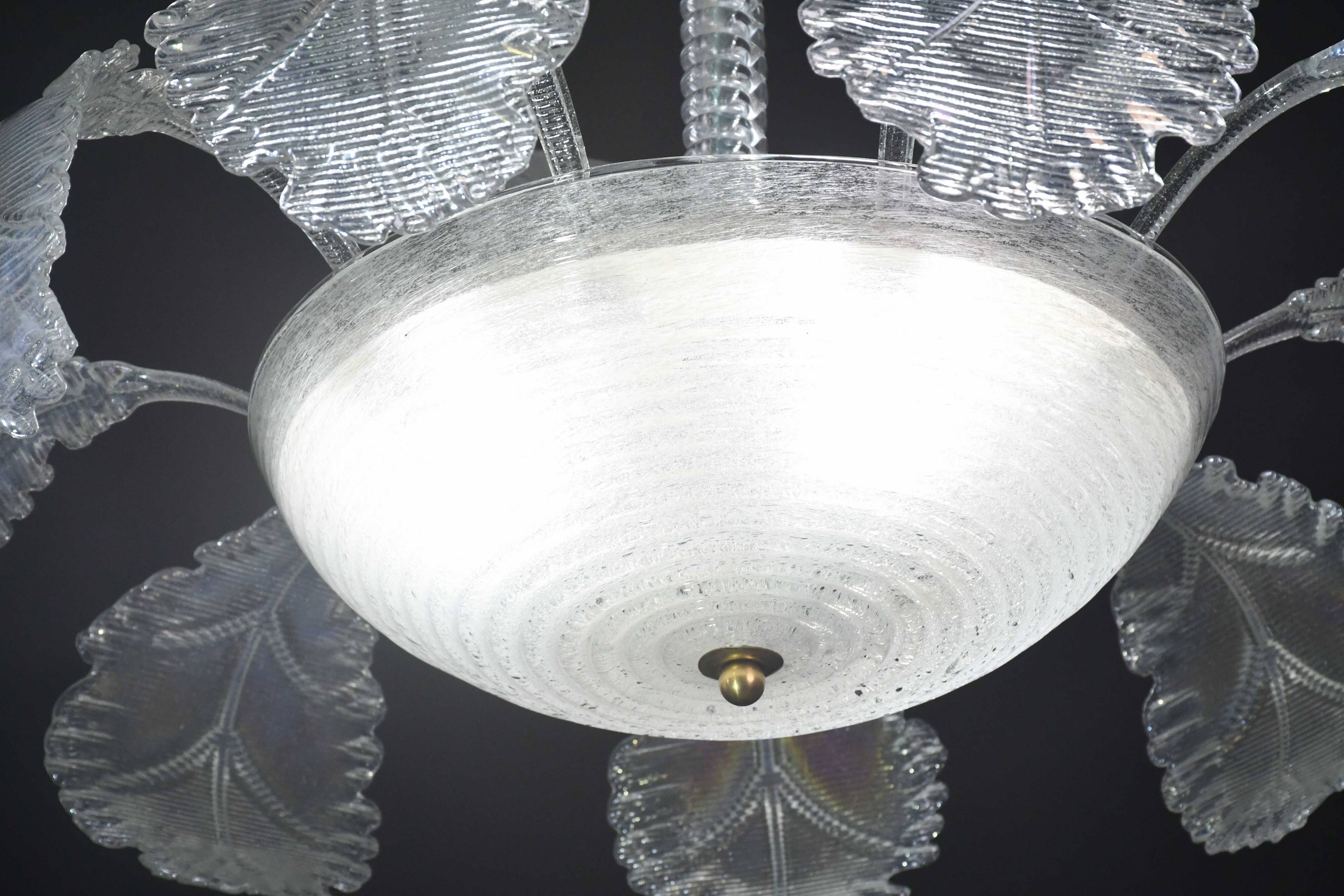 Luxury Barovier & Toso chandelier, Murano Pulegoso glass, 1950s