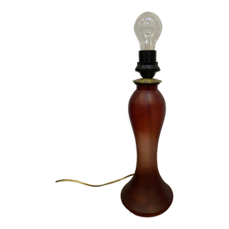 Pied de lampe vintage en verre teinté rouge