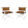 Pair of white wrought iron armchairs, 1940